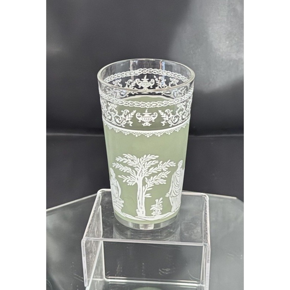 Wedgewood Sage Green Jeanette Jasperware Hellenic Grecian 5" Glass Tumbler MCM